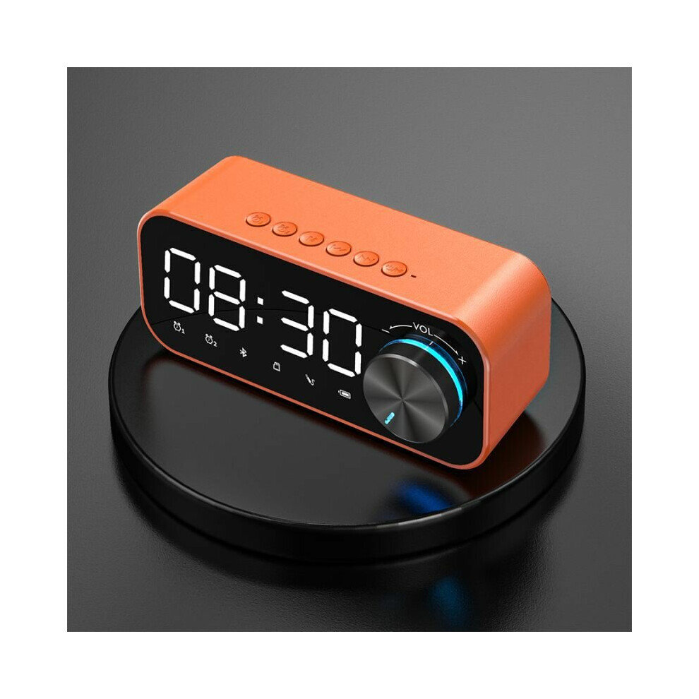 (Orange) Bluetooth Subwoofer Music Player Speaker Alarm Clock With FM Radio Broadcast And Dual Alarm Clock Settings