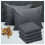 (Stripe Pillow Cover 4-Pack, Charcoal Bed Sheet 40cm Stripe Pattern) 40cm Stripe Fitted Bed Sheets Single Double King 1