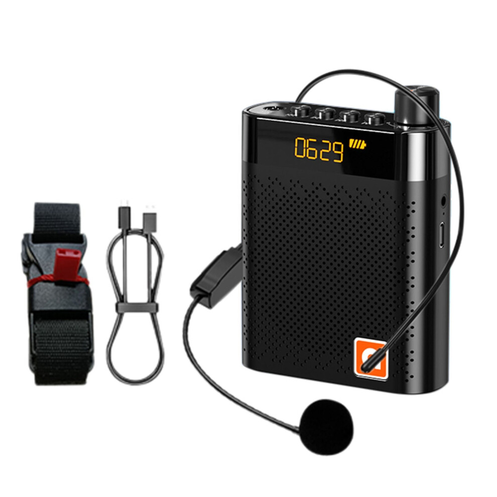 (Black) Portable Bluetooth 5.0 Speaker Professional Voice Amplifier with Microphone FM Radio Sound 2000mAh Battery Life-image-OPC-PFKBHDS-NEW