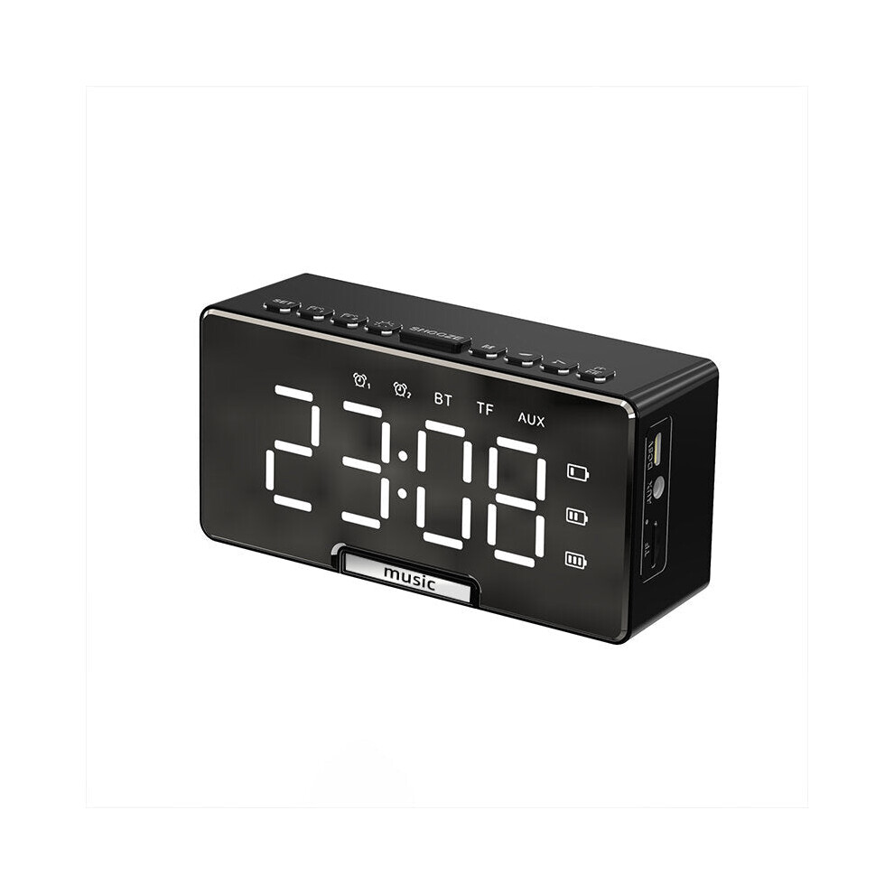 (Black) LED Alarm Clock Speaker Luminous Multi-function Retro Bluetooth 5.0 Loudspeaker for Home Decor Digital Alarm Clock