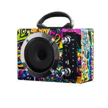 (Graffiti) Wireless Portable Bluetooth 20W Speaker Subwoofer Outdoor Soundbar System Karaoke Music with Microphone Support FM Radio U Disk TF Card