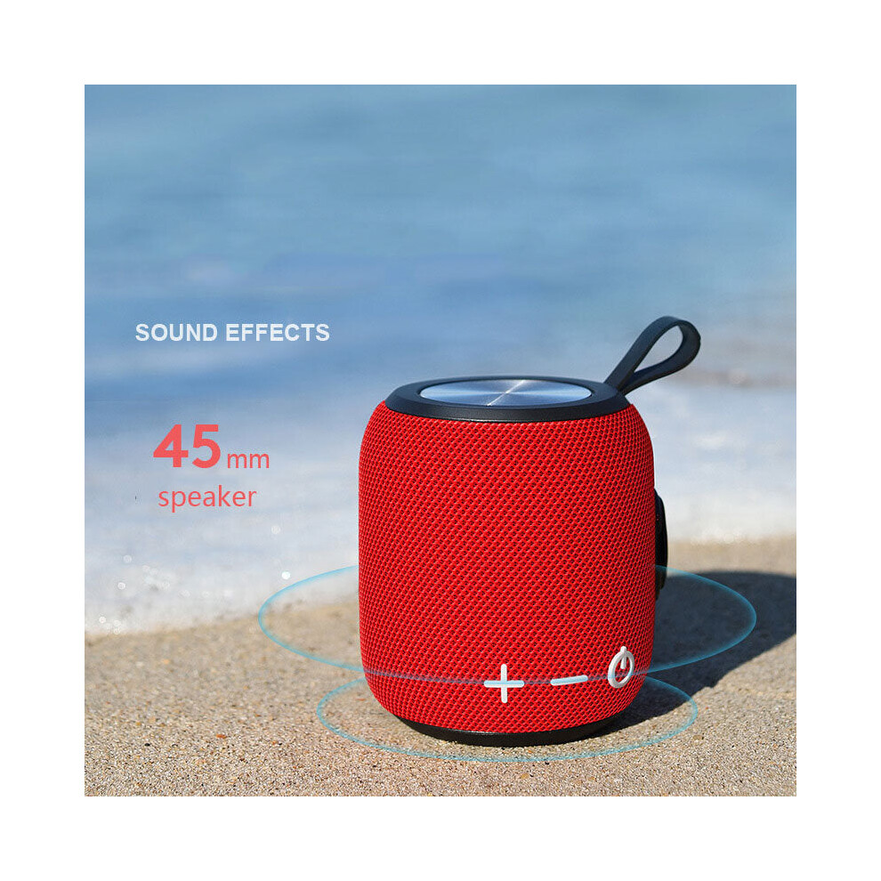 (Red) Wireless Bluetooth Speaker Mini Portable IPX7 Waterproof Dustproof HD Stereo Hi-Fi Subwoofer Outdoor Speaker with Mic