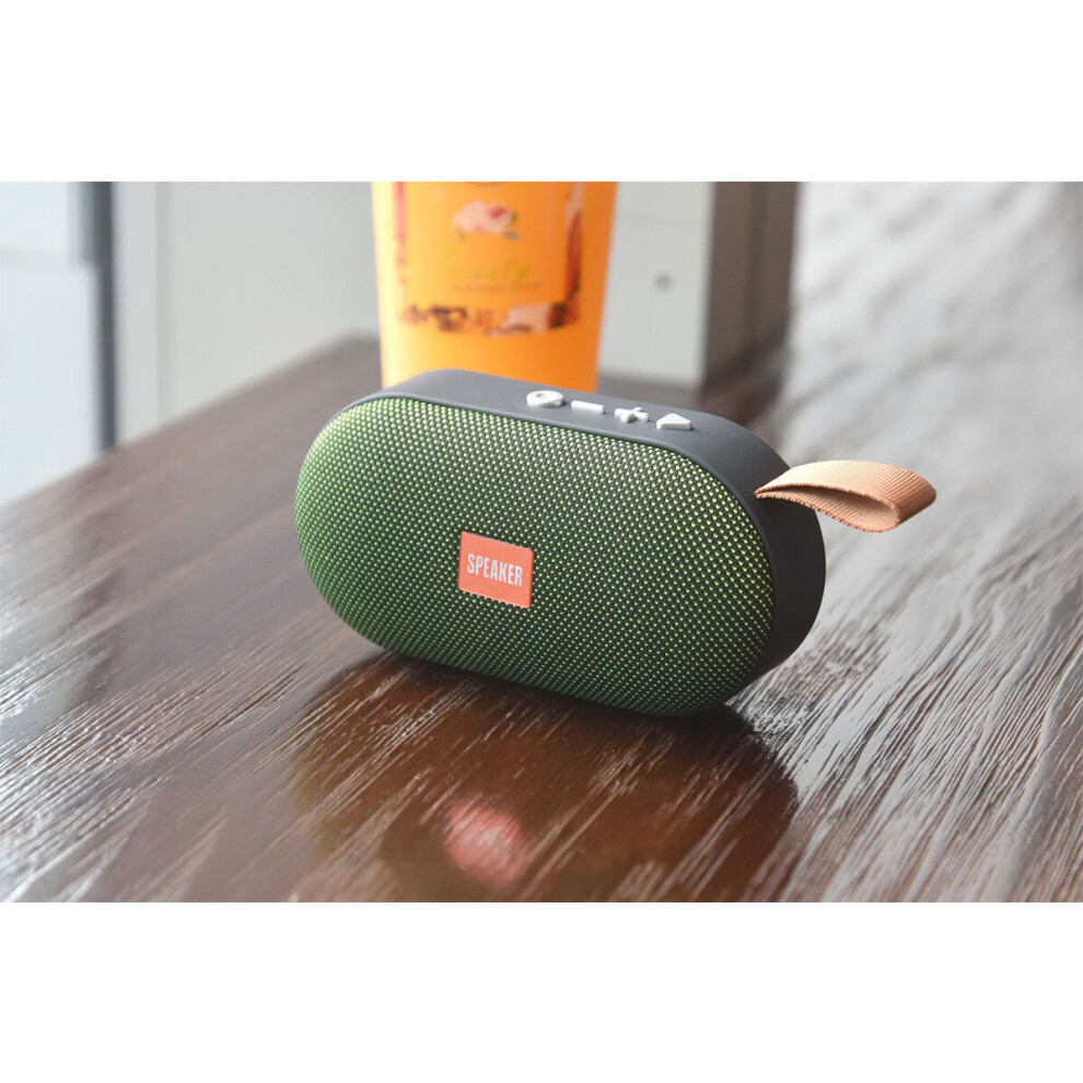 (Green) Mini Wireless Bluetooth Speaker Potable Loudspeaker Sound System 3D Stereo Music Surround Outdoor Speaker Support FM Radio TF Card