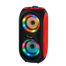(Red) Wireless Bluetooth Speaker 100W Double 4 inch Drivers FM Radio TF LED Light Sound Music Center Soundbar Outdoor Subwoofer