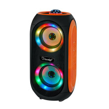 (Orange) Wireless Bluetooth Speaker 100W Double 4 inch Drivers FM Radio TF LED Light Sound Music Center Soundbar Outdoor Subwoofer