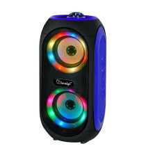 (Blue) Wireless Bluetooth Speaker 100W Double 4 inch Drivers FM Radio TF LED Light Sound Music Center Soundbar Outdoor Subwoofer