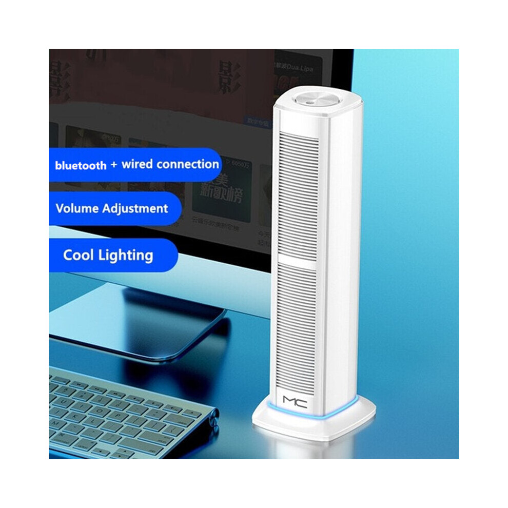 (White) Soundbar Blutooth 5.0 Speaker Vertical Subwoofer Stereo Bass Soundbar Handsfree For Phone Laptop Tv Computer White 6112212088883