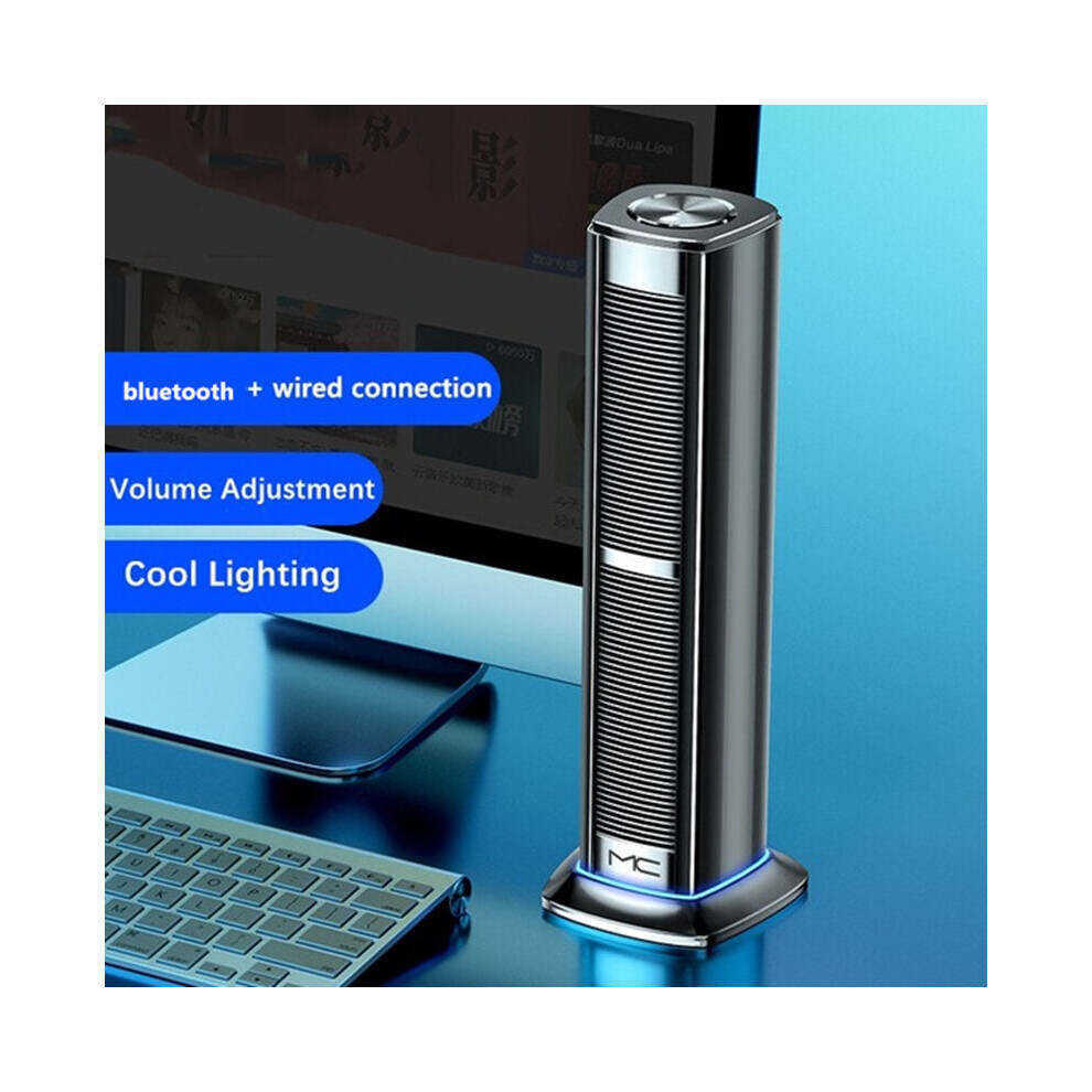 (Black) Soundbar Blutooth 5.0 Speaker Vertical Subwoofer Stereo Bass Soundbar Handsfree For Phone Laptop Tv Computer Black 6112212088876