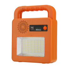 (Orange) Bluetooth Speaker Strong Light LED Solar Rechargeable Light Emergency Power Bank 6000mA