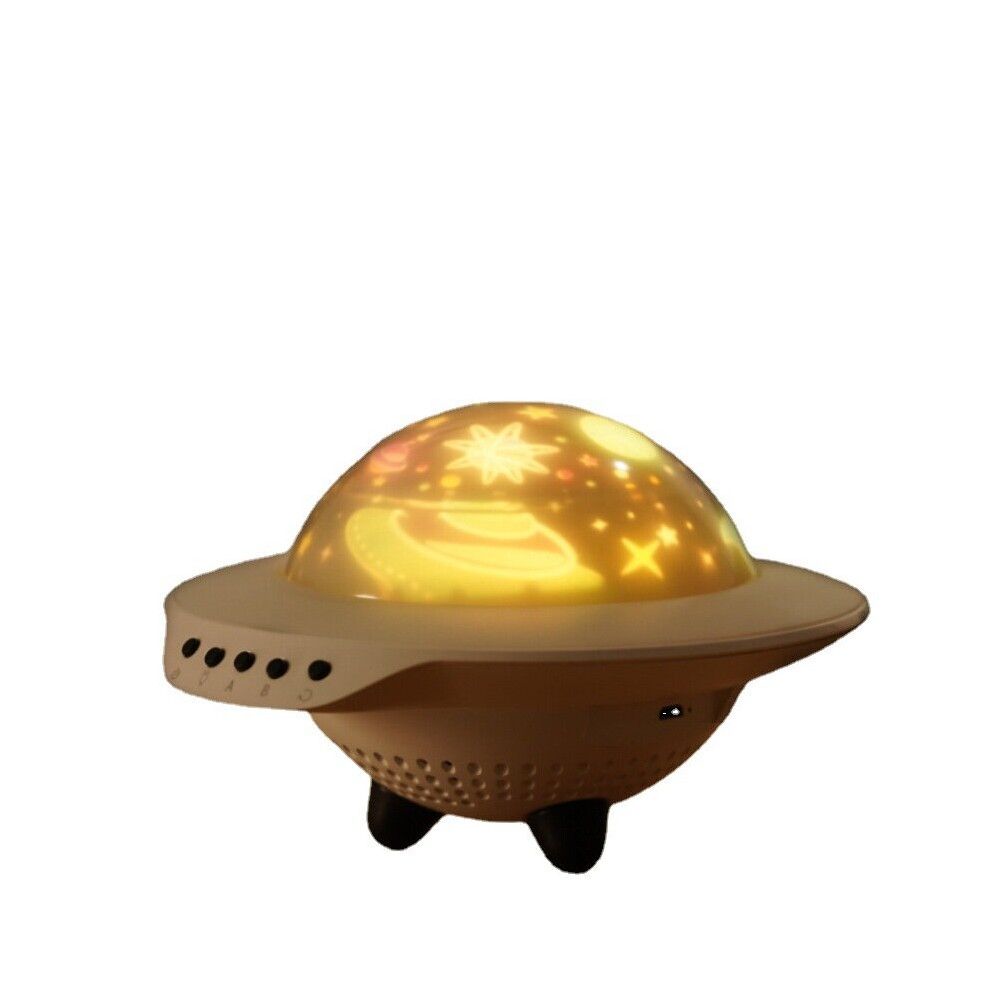 (With Remote Controller) Starry Sky Projection Light Flying Saucer Bluetooth Speaker Music Player LED Night Light With Remote Control