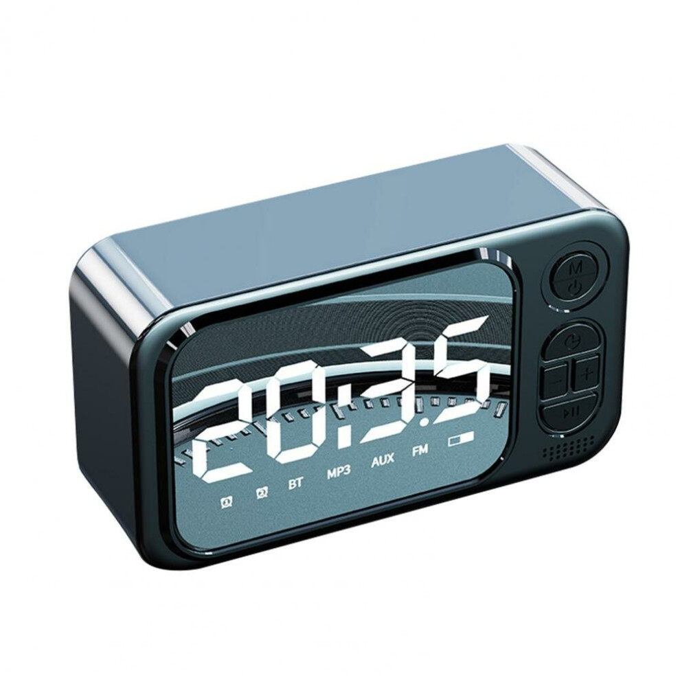 (Black) Bluetooth Speaker Portable Wireless Speaker Creative LED Alarm Clock Outdoor TF Card Speaker Mini Desktop Clock Speaker