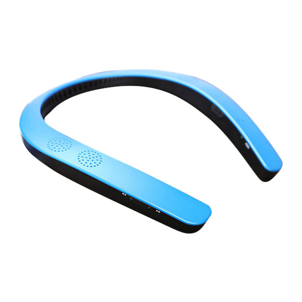 (Blue) Portable USB Wireless Bluetooth5.0 Hanging Neck Speaker 2.1 Channel Sports Running Bluetooth Speaker