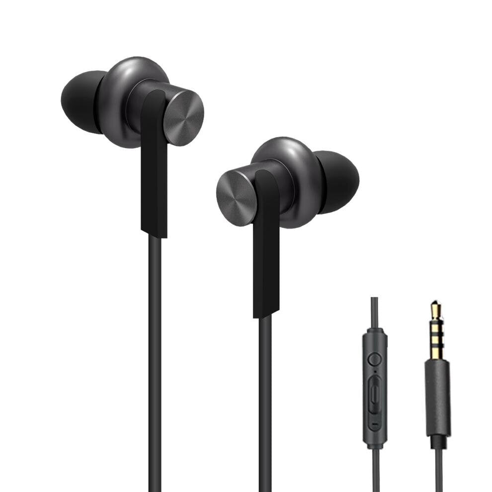 (Black) Metal Noise Reduction Wired In-ear Earphone Headphones with HD Mic Volume Control for Phones PC