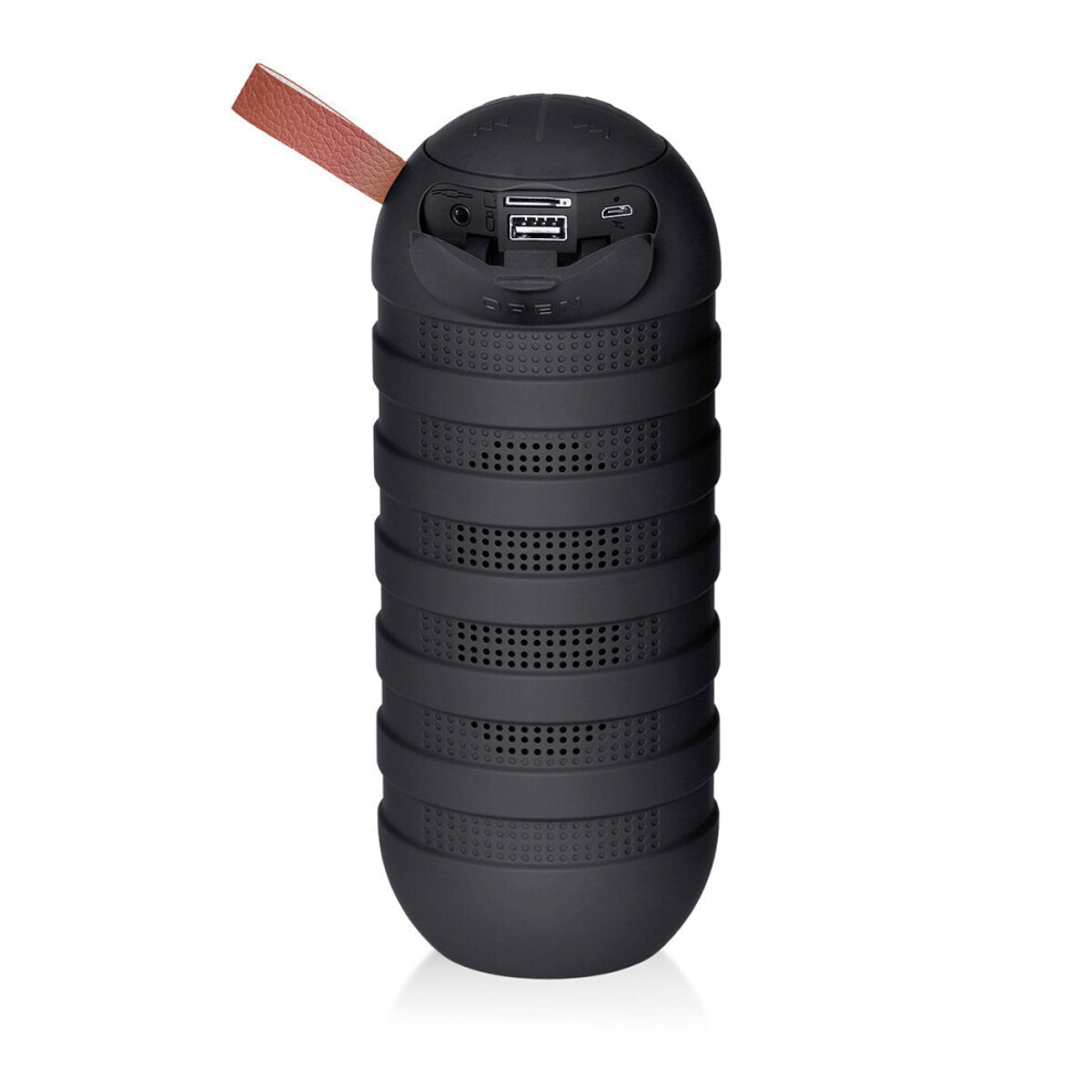 (Black) Outdoor Portable Wireless Bluetooth 5.0 Flashlight Speaker Stereo Hi-Fi Speakers Support TF