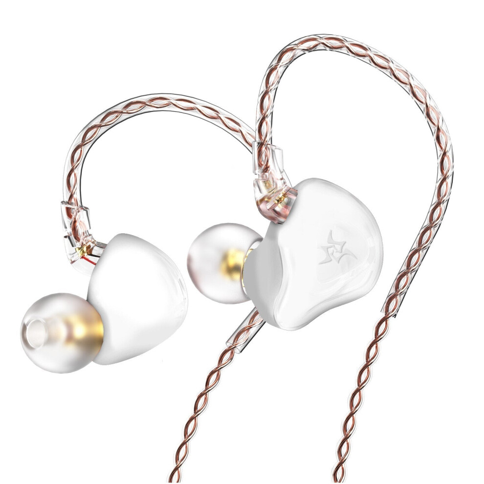 (White) Dynamic In-ear Earphone Drive Hi-Fi Bass Metal Monitor Earphones Running Sport Earphone Noise Cancelling Headset