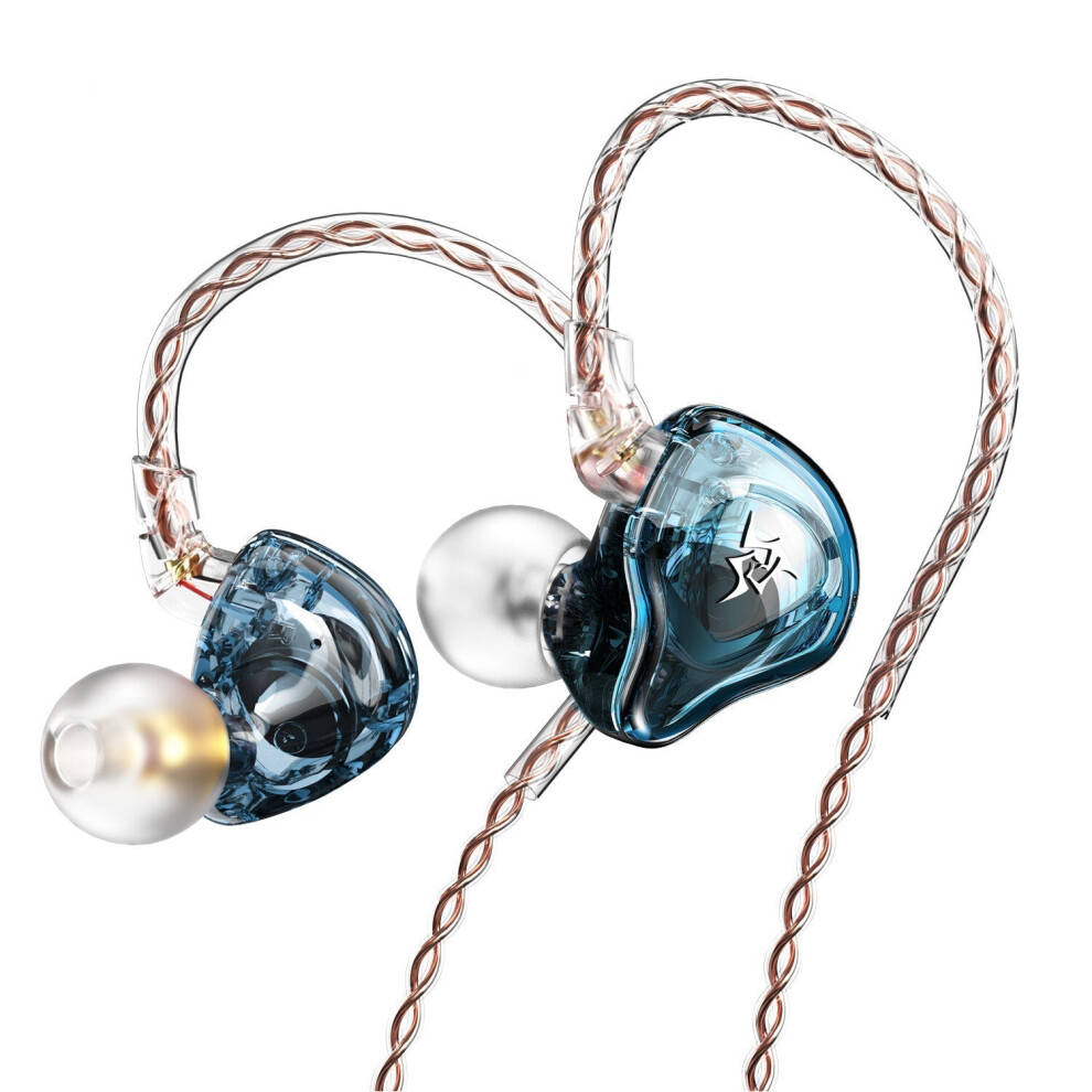 (Blue) Dynamic In-ear Earphone Drive Hi-Fi Bass Metal Monitor Earphones Running Sport Earphone Noise Cancelling Headset