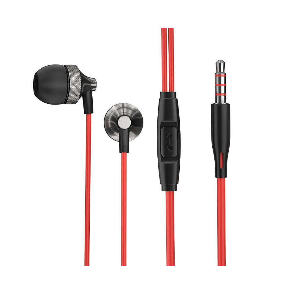 (Black & Red) Jack Earbuds Stereo Earbuds Wired Control 3.5mm In-ear Headset Headphone with Mic for iPhone Laptop Computer