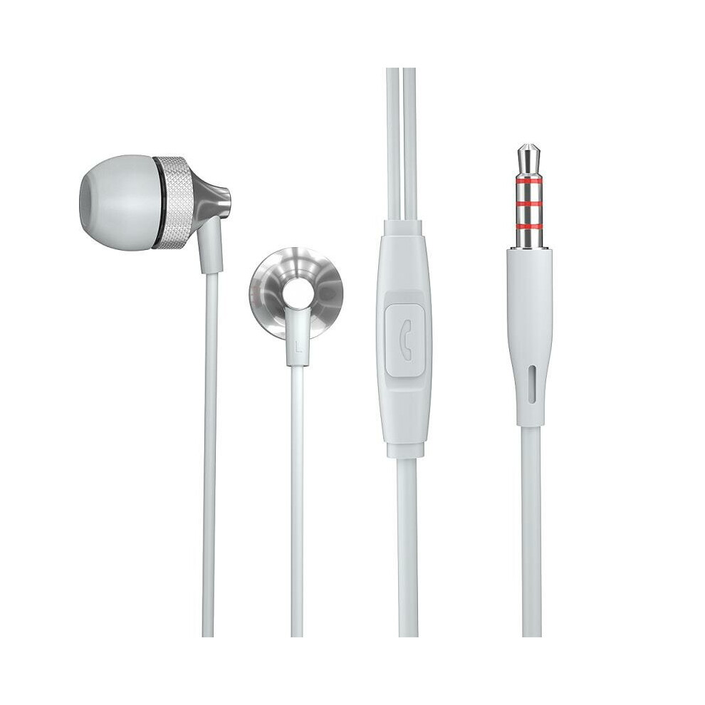 (Silver) Jack Earbuds Stereo Earbuds Wired Control 3.5mm In-ear Headset Headphone with Mic for iPhone Laptop Computer