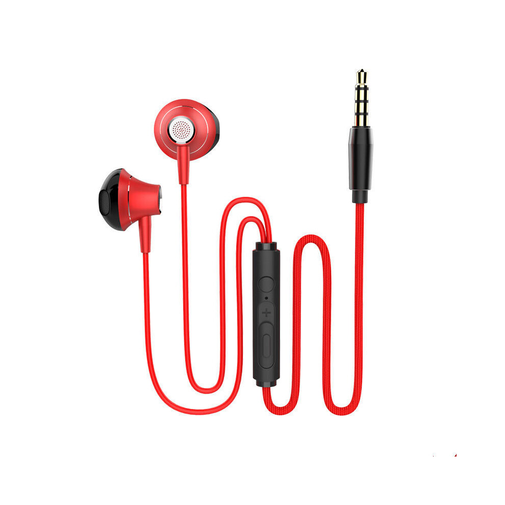 (Red, with microphone) In-ear DD+BA Hybrid Hi-Fi 2Pin Earphone with Microphone Line Control