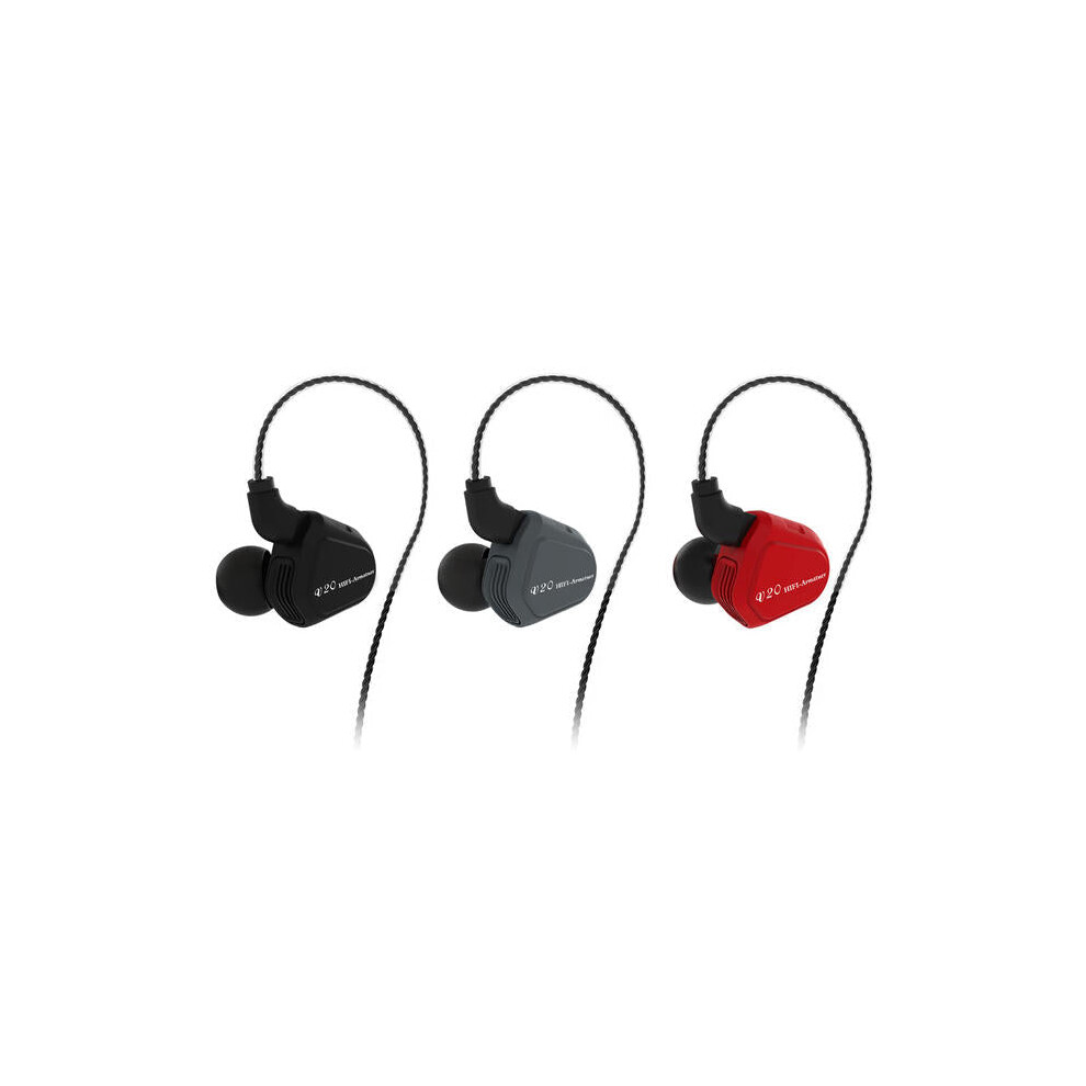 (Red, without microphone) In-ear DD+BA Hybrid Hi-Fi 2Pin Earphone with Microphone Line Control