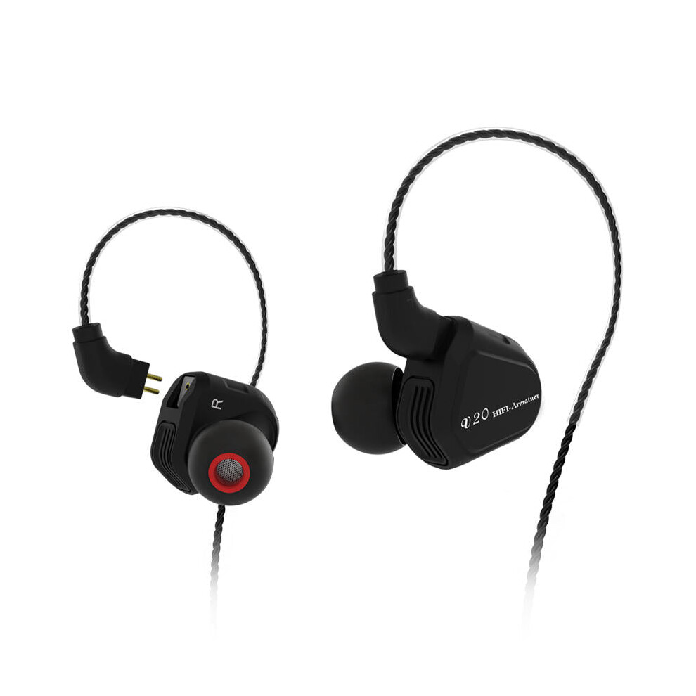 (Black, without microphone) In-ear DD+BA Hybrid Hi-Fi 2Pin Earphone with Microphone Line Control