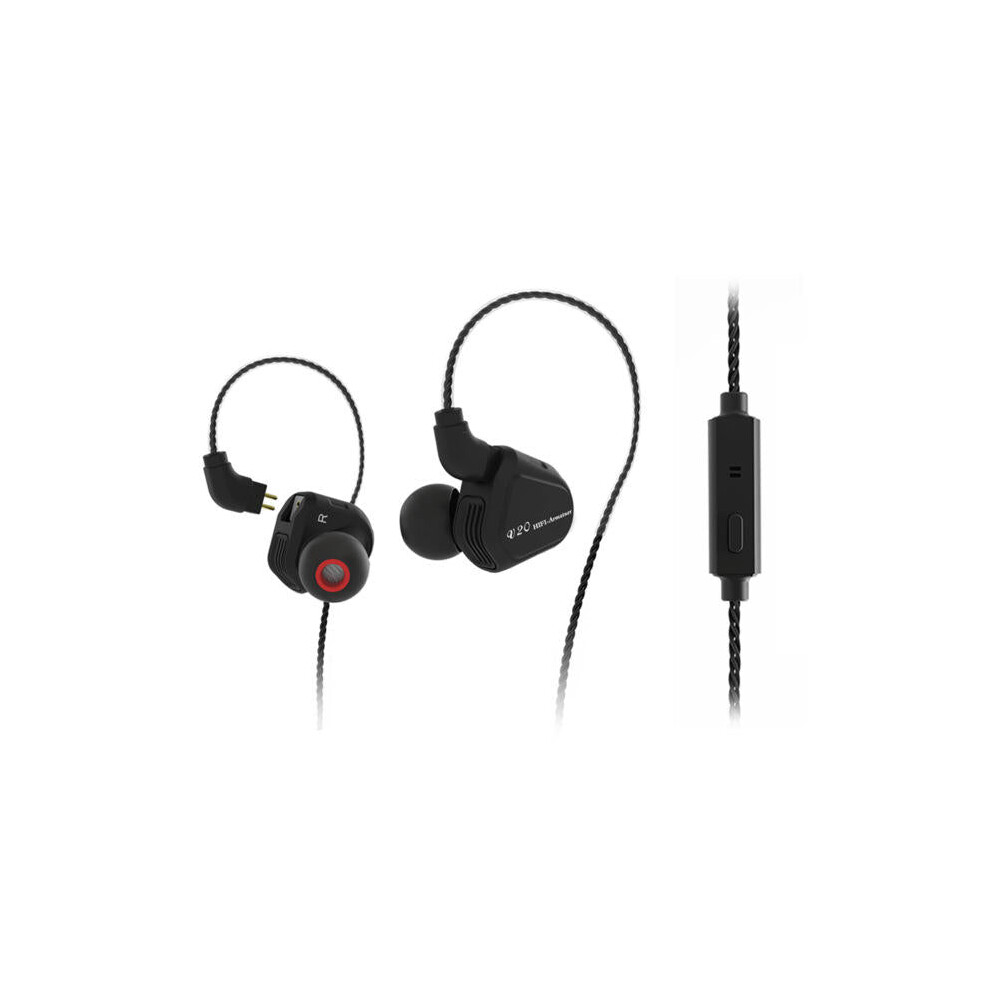 (Black, with microphone) In-ear DD+BA Hybrid Hi-Fi 2Pin Earphone with Microphone Line Control