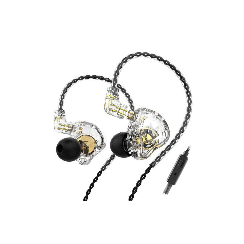 (, With Mic) Earphone 10Mm Dual Magnetic Driver Hi-Fi Sport Dj Monitor Headphone In Ear Monitor Noise Cancelling Headset With Mic White 6112212297483