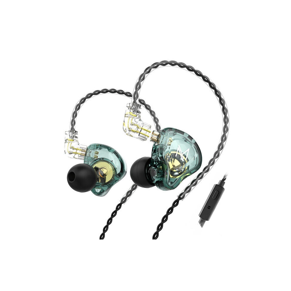 (Green, With Mic) Earphone 10mm Dual Magnetic Driver Hi-Fi Sport DJ Monitor Headphone in Ear Monitor Noise Cancelling Headset with Mic