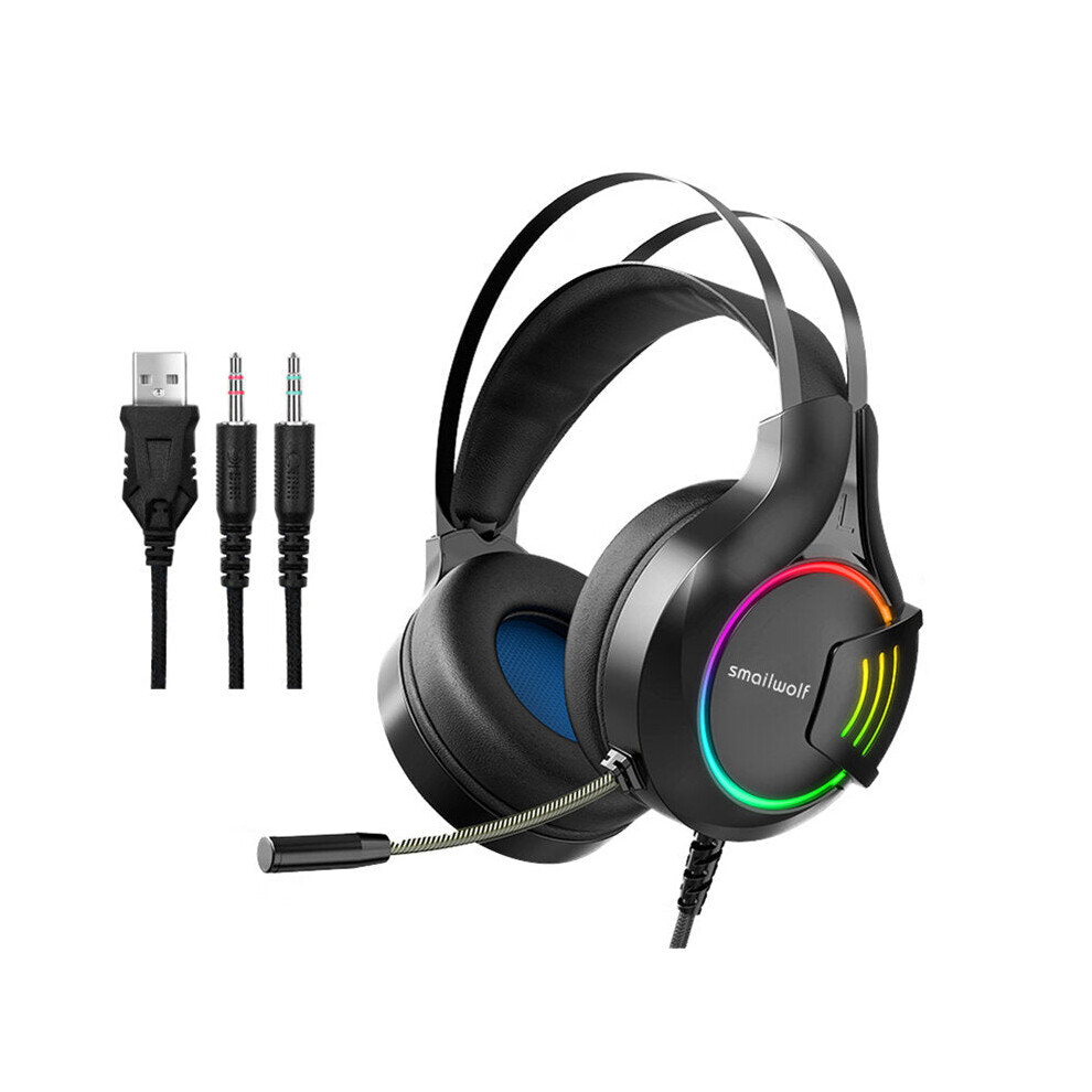 Gaming Headset Stereo RGB Lighting Wired Gaming Headphones With Microphone for PS4 for PS5 for Xbox Laptop PC