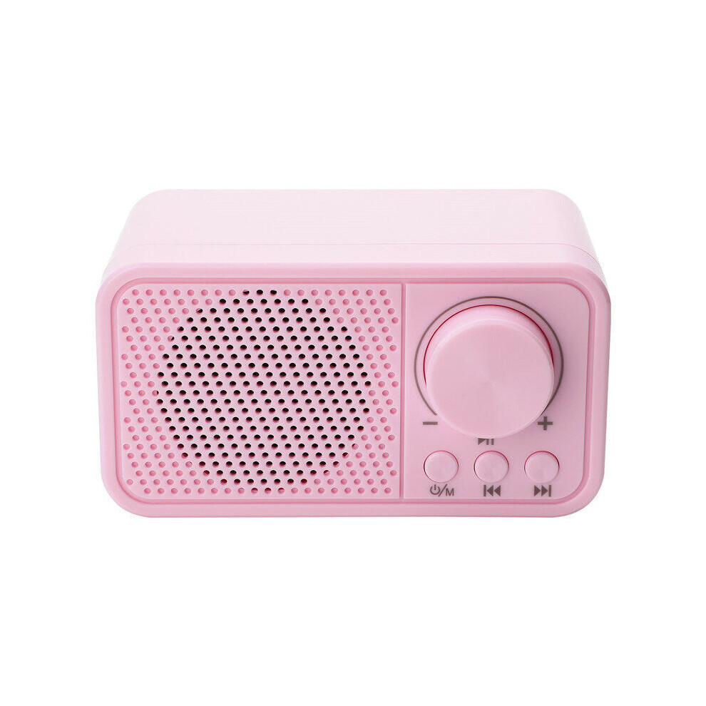 (Pink) Bluetooth 5.0 Portable Mini FM Radio Receiver Speaker MP3 Player Support TF Card USB Waterproof Large Capacity Battery