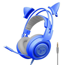 Cat Ear Headphones Over-Ear Headphones Gaming Headset with Mic for PS4 for PS5 Computer
