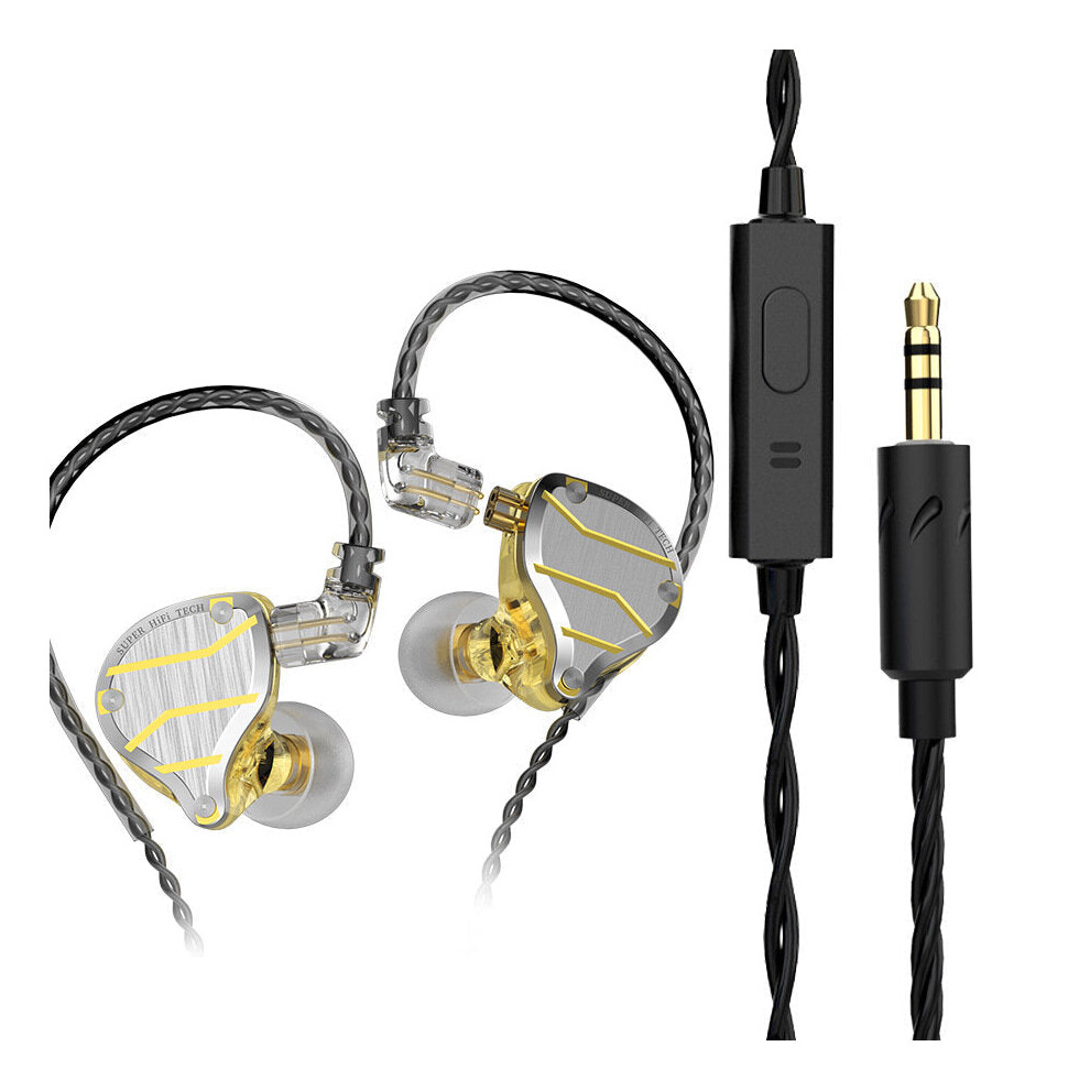 (Gold) Metal In-Ear Earphone Bass Hi-Fi Headset Monitor Earbuds Noice Cancelling 3.5mm Wired Headphones with Mic