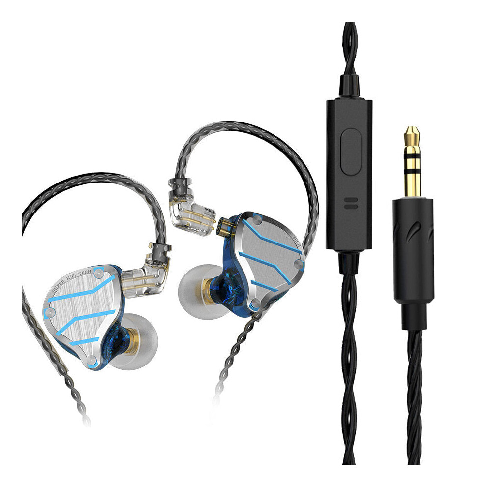 (Blue) Metal In-Ear Earphone Bass Hi-Fi Headset Monitor Earbuds Noice Cancelling 3.5mm Wired Headphones with Mic