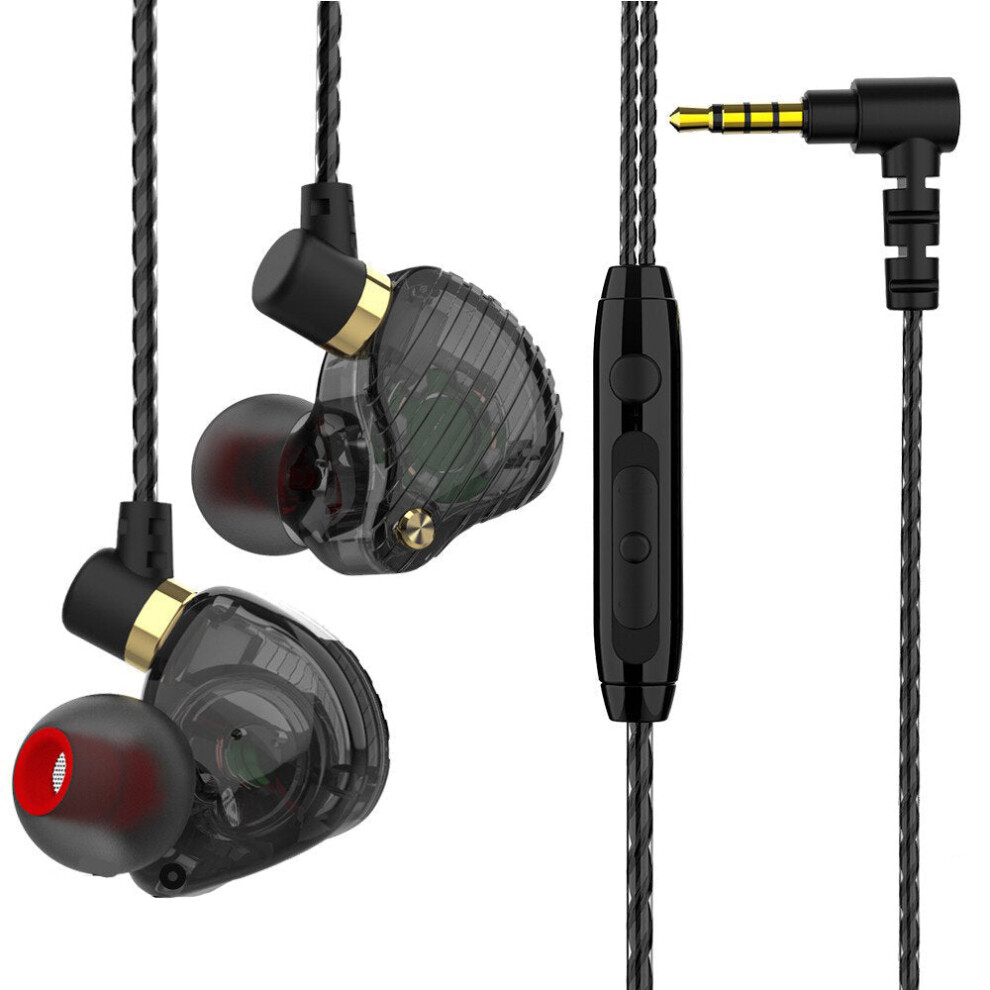 (Black) Wired Earphone Hd Noise Reduction 11.6Mm Dynamic Diver In-Ear Earbuds Sport Gaming Wired Headphones With Mic Black 6112212296462