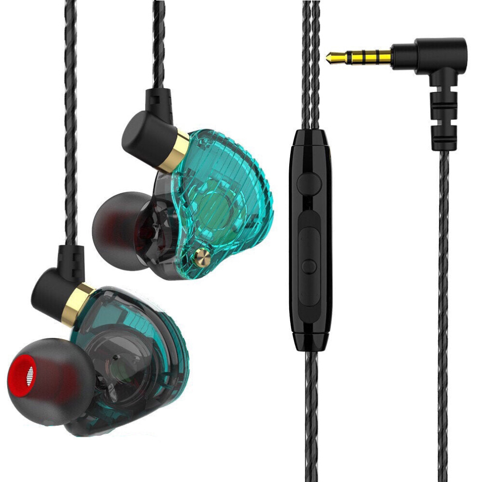 (Green Black) Wired Earphone HD Noise Reduction 11.6MM Dynamic Diver In-Ear Earbuds Sport Gaming Wired Headphones with Mic