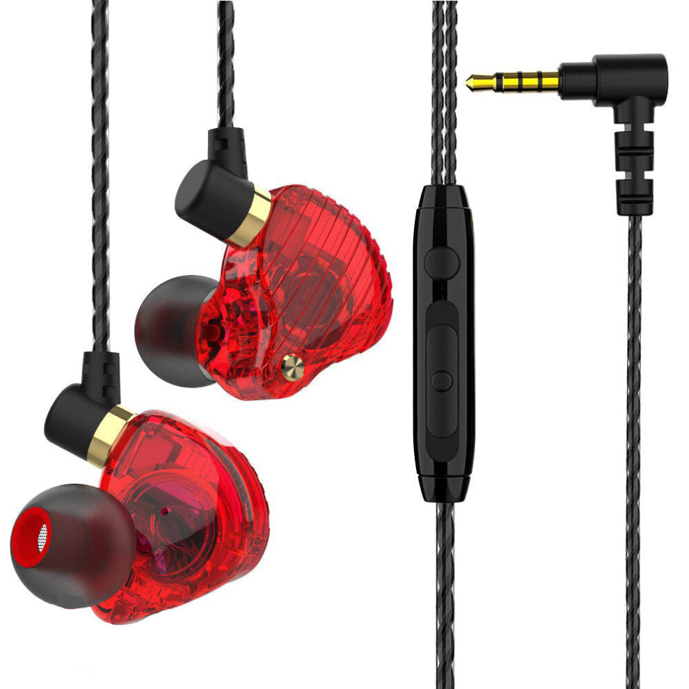 (Red) Wired Earphone HD Noise Reduction 11.6MM Dynamic Diver In-Ear Earbuds Sport Gaming Wired Headphones with Mic