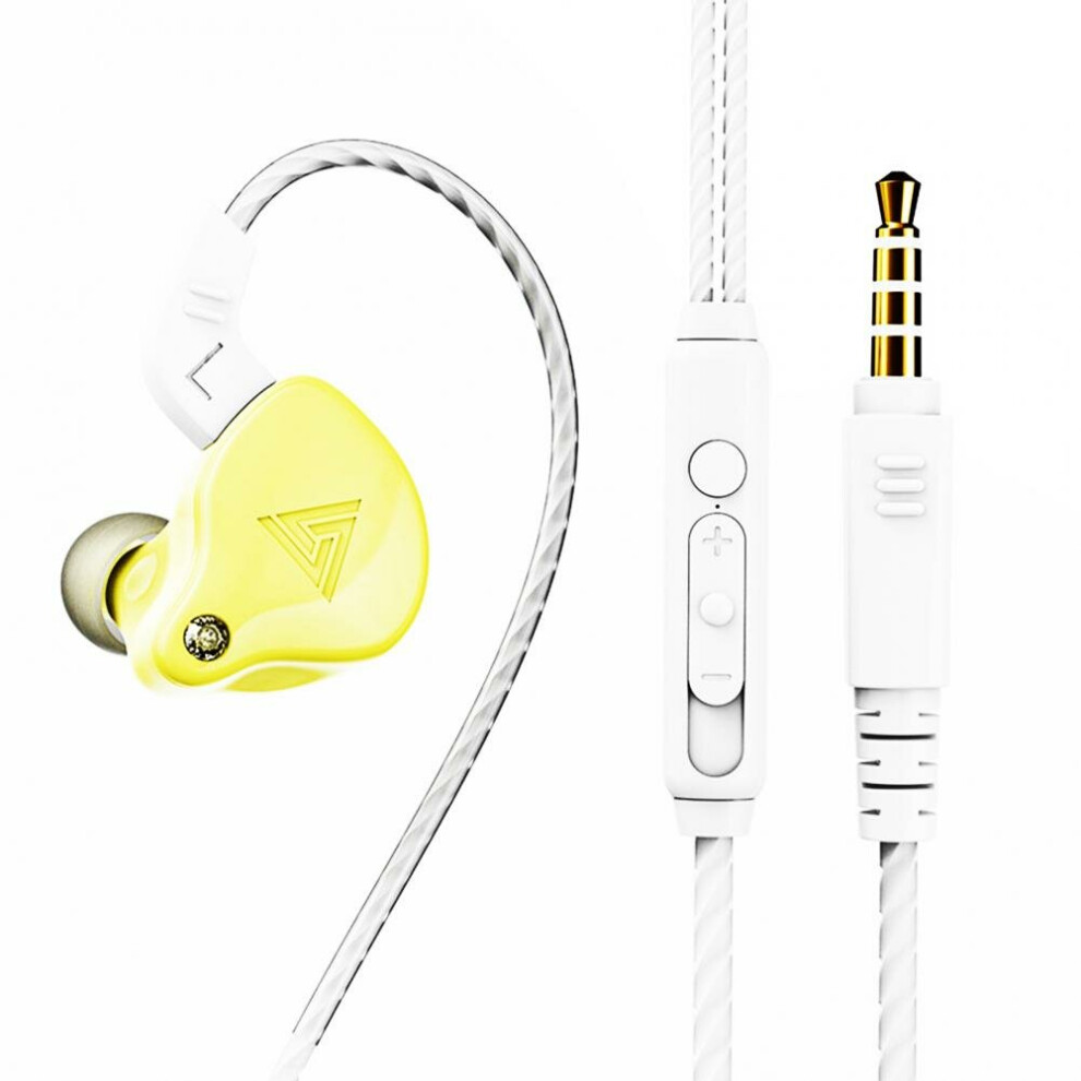 (Yellow) Wired Earphones 1.2m In-ear Hi-Fi Heavy Bass Line Control Headphone with Microphone