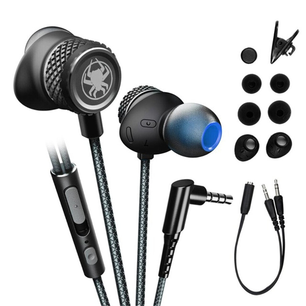 (Black) Wired Earphone Stereo 10MM Dynamic Noise Reduction Earbuds 3.5MM In-Ear Gaming Headset with Mic