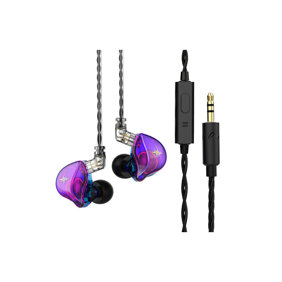 (Purple, With Mic) In-Ear Earphones 1D Hi-Fi Bass Earbuds Deep Bass Stereo Monitor Headphones Sport Noise Cancelling Headset With Mic