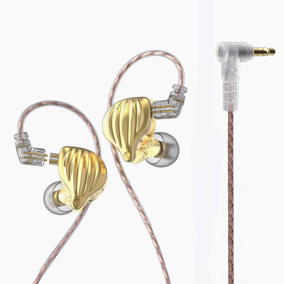 (Gold, Without Mic) Dynamic In-Ear Earphones Monitor Metal Wired Earphone ENC Noise Cancelling Sport Music Headphones with Detachable Cable