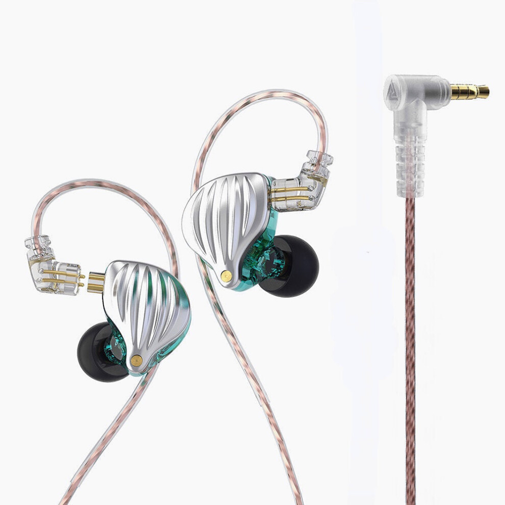 (Silver, Without Mic) Dynamic In-Ear Earphones Monitor Metal Wired Earphone ENC Noise Cancelling Sport Music Headphones with Detachable Cable