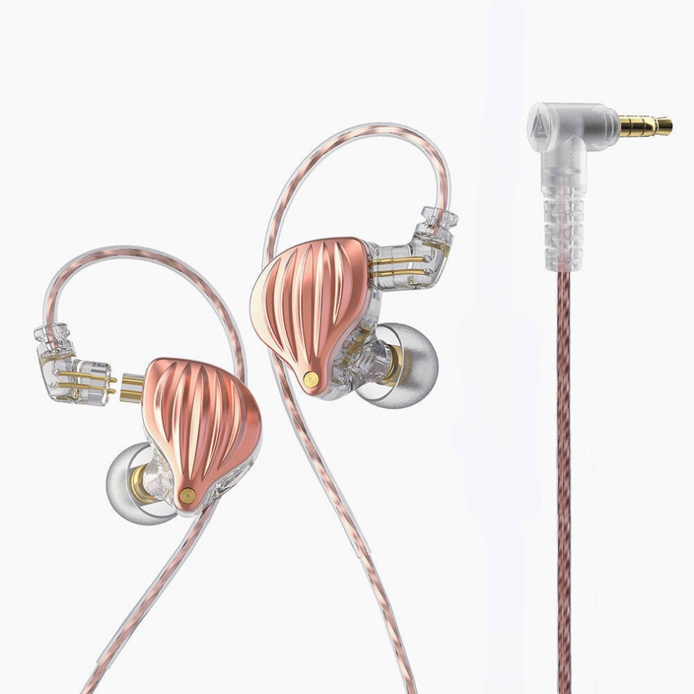 (Rose Gold, Without Mic) Dynamic In-Ear Earphones Monitor Metal Wired Earphone ENC Noise Cancelling Sport Music Headphones with Detachable Cable