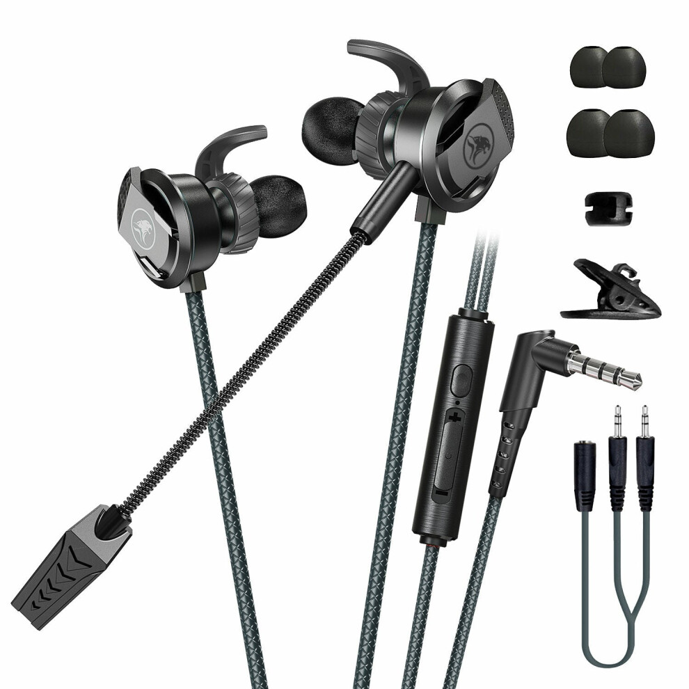 (Black) Wired 3.5Mm Gaming Earphone With Microphone In Ear Bass Headphone Earbuds Noise Reduction Headset With Microphone Black 6112212295595