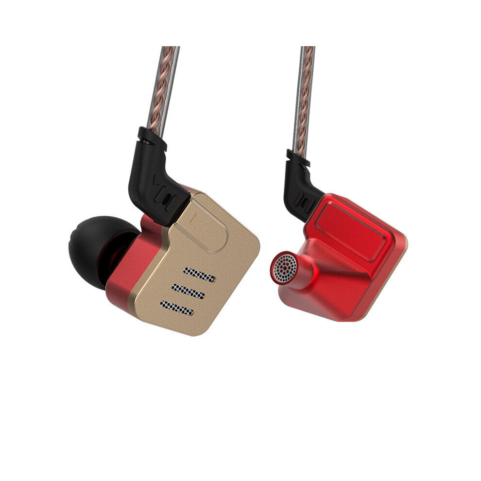 (Gold + Red, Without-Microphone) Earphone 5BA Balanced Armature Driver 3.5mm In-ear Monitor Bass Headphone