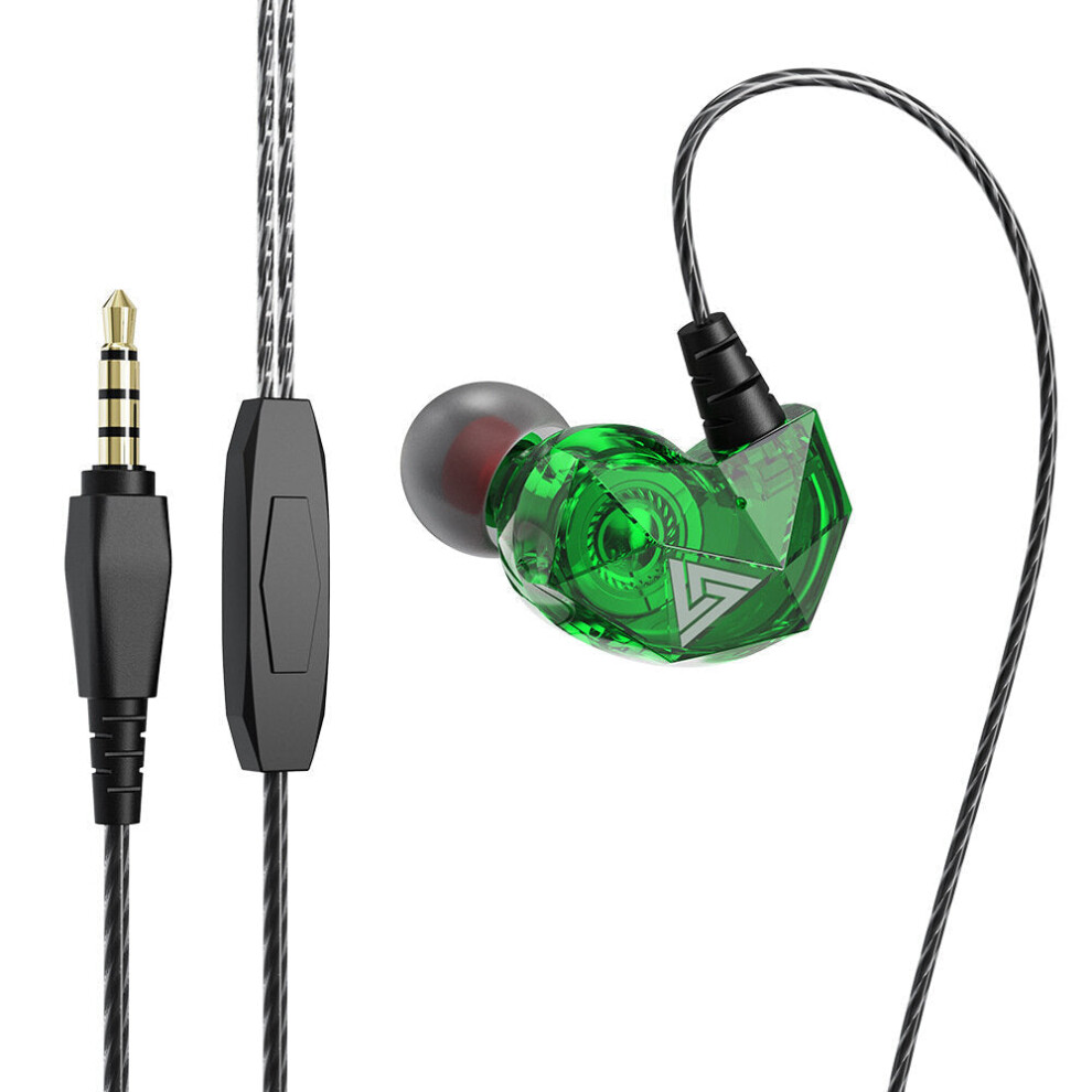 (Green) In-Ear Heavy Hi-Fi Bass Stereo Music Wired Earphones Subwoofer Sport Earpiece With Microphone