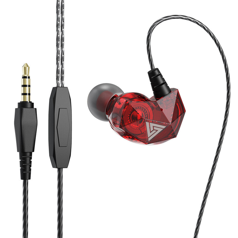 (Red) In-Ear Heavy Hi-Fi Bass Stereo Music Wired Earphones Subwoofer Sport Earpiece With Microphone