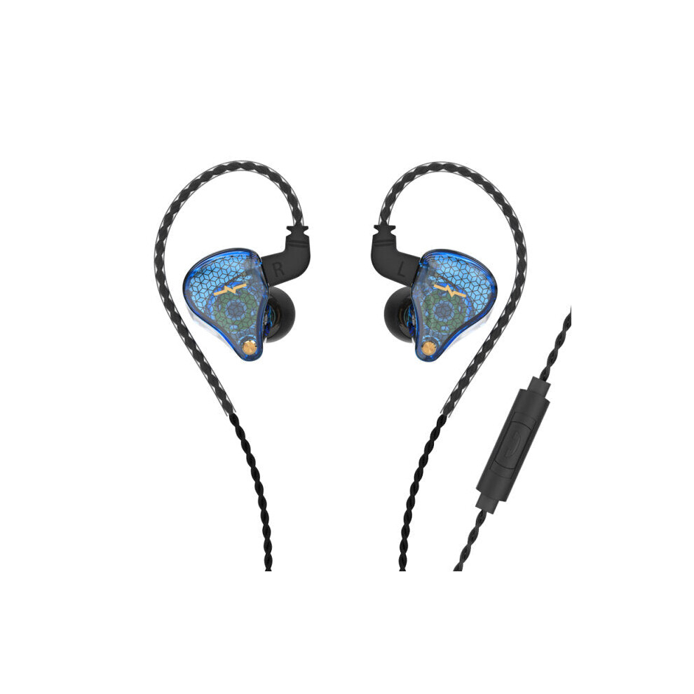 (Blue, With Mic) Music In Ear Earphone 10mm Dynamic Driver Audiophile Earbud Studio Earplug 2Pin Detachable with Mic