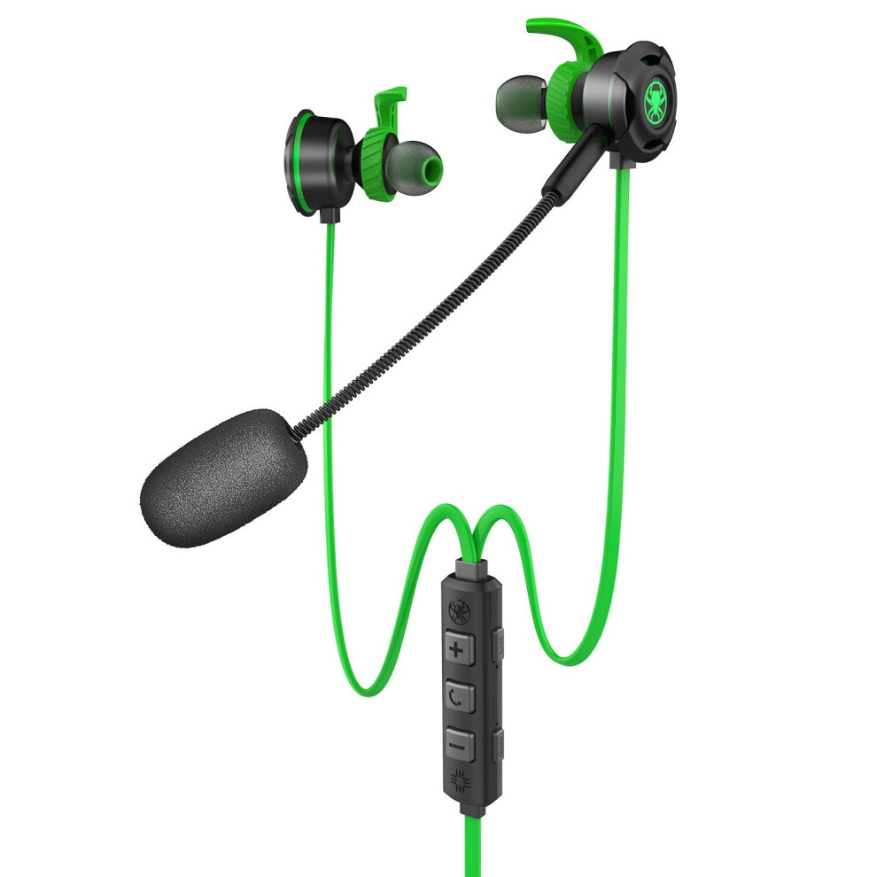 (Green) Game Live in-ear Wired Gaming Super Bass Earphones Microphone Built-in Game DSP Sound Card Type-c Plug