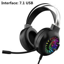 (7.1 USB) Wired Headphones 7.1 Channel RGB Light Gaming Headset Stereo With Mic for Laptop Desktop Computer Video