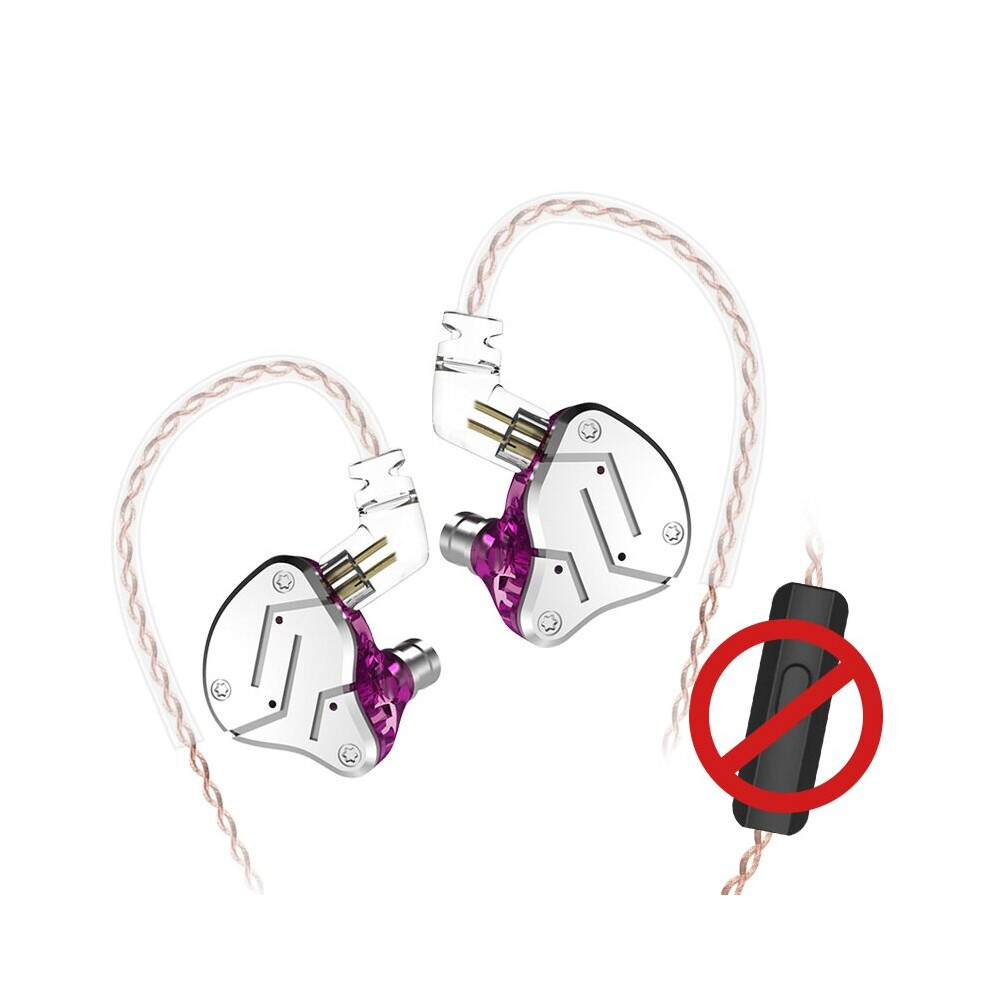 (, Without-Microphone) Dynamic Balanced Armature Driver Earphone Noise Cancelling 3.5Mm Wire Headphone Purple 6112212293416